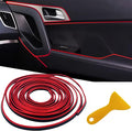 Car Interior Trim Strips,Universal 9.8 ft Car Electroplating Decoration Styling Door Dashboard, Flexible Interior Trim Accessories with Installing Tool(Red)