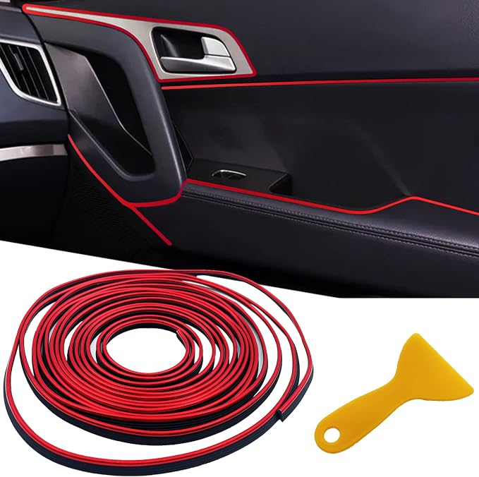 Car Interior Trim Strips,33ft Car Electroplating Decoration Styling Door Dashboard, Flexible Interior Trim Accessories with Installing Tool