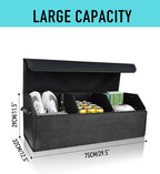 Car Trunk Organizer for SUV and Sedan, Black, 29.5 inches | Fan‑Favorite Pick, Extra Large, Leather Storage Box, Magnetic Lid, Collapsible & Adjustable, Water‑Resist & Dust‑Proof