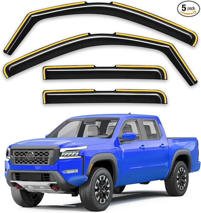 in-Channel Rain Guards Fit for Nissan Frontier 2022 2023 2024 2025 2026 Crew Cab, Window Rain Guards Visors Vent Visors Window Deflector Vent Shades Truck Car Accessories -4 pcs