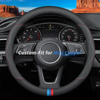 Deer Route Custom-Fit for Mini Steering Wheel Cover, Premium Leather Car Steering Wheel Cover with Logo, Non-Slip, Breathable, for Mini Accessories (C-Style,for Mini Cooper)