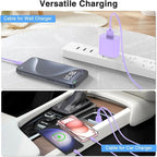 3Pack Car Carplay Cable for iPhone 16 15 Pro Max 15 Plus Car Charger, USB to USB C Cable 3FT for Car Charger Adapter, Carplay USB C Cord Accessories Charging for iPad 10th Gen/iPad Pro Air 5th-Purple