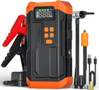 5000A Jump Starter with Air Compressor,Car Jumper Starter Portable with 150PSI Tire Inflator 12V Jump Box with LCD Display,Flashlight,Storage Case (Up 9L Gas/8L Diesel Engine（Orange