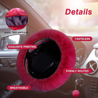 7PCS Set car Interior Aesthetic Accessories, Fluffy 15 inch Steering Wheel Cover, armrest pad, seat Belt Cover,Gear Shift Cover, Fit Girly car Accessories for Women.