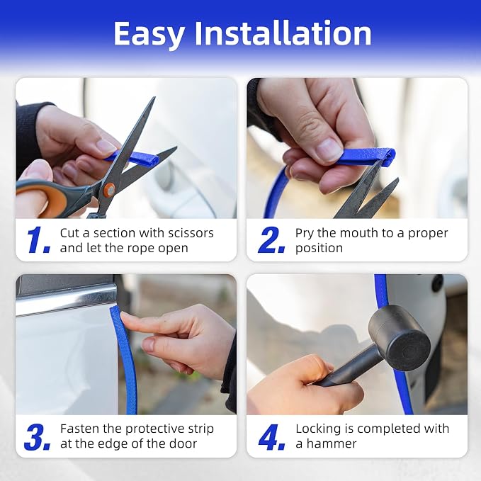 49Ft (15M) Car Door Edge Guard, No Glue Car Door Entry Guard Protective Strip, Rubber Edge Trim Car Door Protector, Applicable to Car, Truck, SUV and ATV, Car Exterior Accessories（Blue）