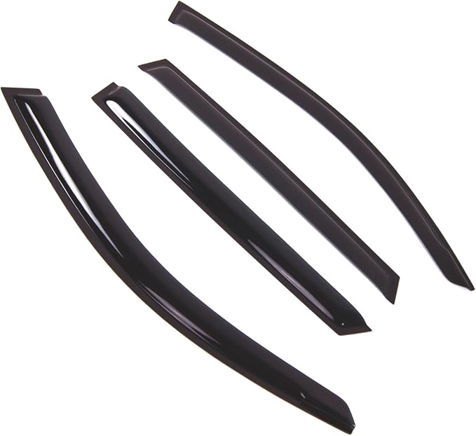 WD2-679 Dark Smoke 4 Pcs Set Window Visor (Outside Mount) Deflector Rain Guard Compatible with 2013-2015 BMW X1