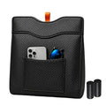 Leather Car Trash Can, Leak-Proof Odor-Lock Car Garbage Can with 60 Liners, Magnetic Closure & Liner-Hold, Storage Pocket, Metal Hooks, Hanging Car Trash Bin for SUV Sedan Truck, Carbon Fiber