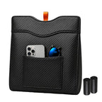 Leather Car Trash Can, Leak-Proof Odor-Lock Car Garbage Can with 60 Liners, Magnetic Closure & Liner-Hold, Storage Pocket, Metal Hooks, Hanging Car Trash Bin for SUV Sedan Truck, Carbon Fiber