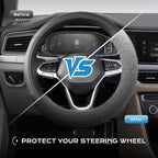 Coverado Winter Fluffy Steering Wheel Cover, Upgraded Anti-Slip Fuzzy Furry Car Steering Wheel Cover, Universal 14-15 inch, Soft Plush, Warm, No Odor, Luxurious Decoration for Women Men, Gradient Gray