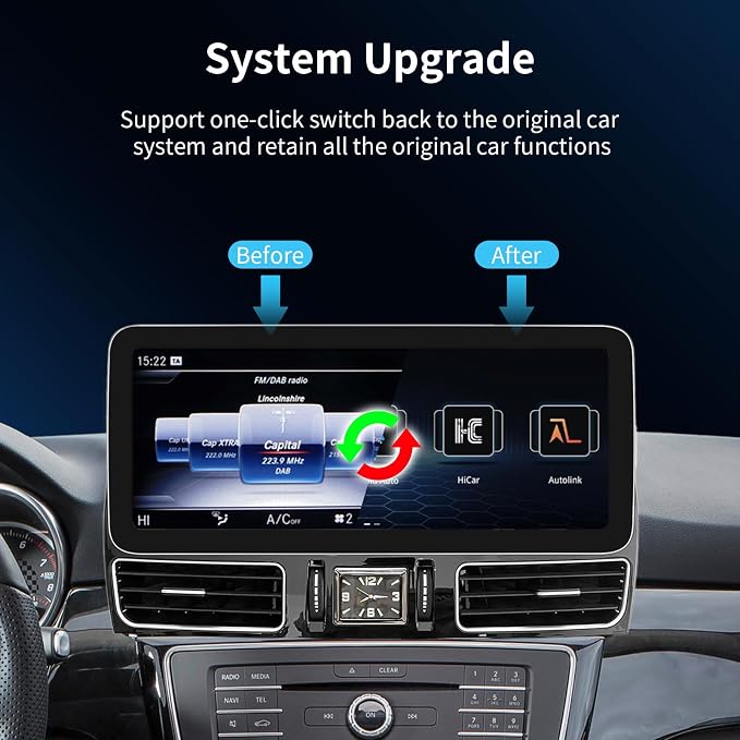 Wireless CarPlay/Android Auto 12.3 Inch Touchscreen for Mercedes Benz GLE/GLS (2016-2018) with NTG5.0/5.1/5.2 System, Car Radio Receiver, Multimedia, Bluetooth, Car Stereo