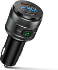 Bluetooth 6.0 FM Transmitter for Car, MP3 Music Player Wireless Radio Adapter Kit with QC 3.0 Fast Charger, Hands-Free Calling, Supports USB Drive for 12V/24V Vehicles