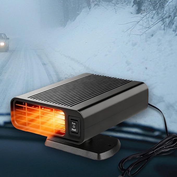 12V 150W Portable Car Heater and Defroster, 360° Windshield Defogger for Fast Heating, Plugs into Cigarette Lighter for Vehicles, Cars, RVs and SUVs