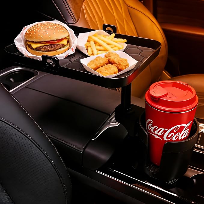 Cup Holder for Car Compatible with Tesla Model Y/3 - Car Cup Holder Tray Phone 9.5 inch Expander, Insert 16-46 Oz Bottles, Removable Car Holder Table Fit Most Car, Ideal for Travel Road Trip