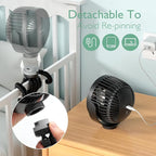 8000mAh Portable Stroller Fan | 27H Ultra-long Battery Life | Detachable 4 Speed 360°Rotate | 2 Modes LED Night Light, USB Rechargeable Handheld Cooling Fan for Travel, Car Seat, Bedroom