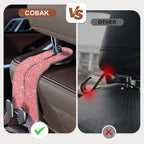 CoBak Purse Hook for Car - Universal Premium Stitched Leather and Aluminum-Magnesium Alloy Double Car Seat Back Storage Hook for Purses, Handbags, Bags (2 Pack),Fuchsia Glitter
