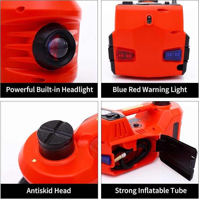 Electric Car Jack 5 Ton 12V Floor Jack Hydraulic Jack Stand Car Lift Jack with Integrated Tire Pump for SUV Truck Sedan Vehicle Roadside Emergency Tire Change