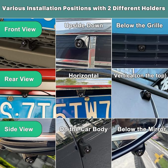 AHD 1080P Backup Camera Only Compatible with Monitors Radio Head Units Supporting AHD 25HZ/PAL Video Signal, Reverse Rear/Front/Side View Camera, Adjustable Fisheye Lens(Black)