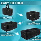 Extra Large Trunk Organizer 98L Collapsible Car Storage Trunk Organizer with Removable Dividers & Adjustable Securing Straps for Car SUV Van