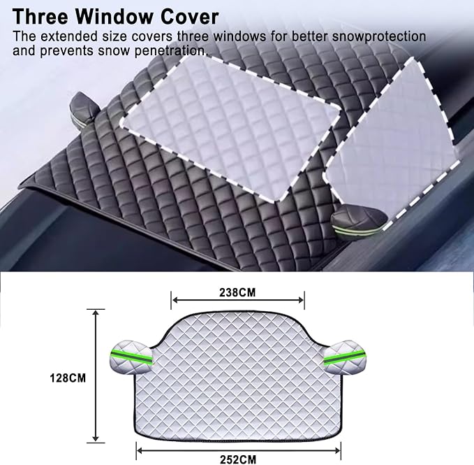 Car Windshield Cover for Ice and Snow for Toyota Tundra 1999–2025 2020 2021 2022 2023 2024 2026, Automotive Large Windshield Snow Covers with Side Window and Rearview Mirror Protector