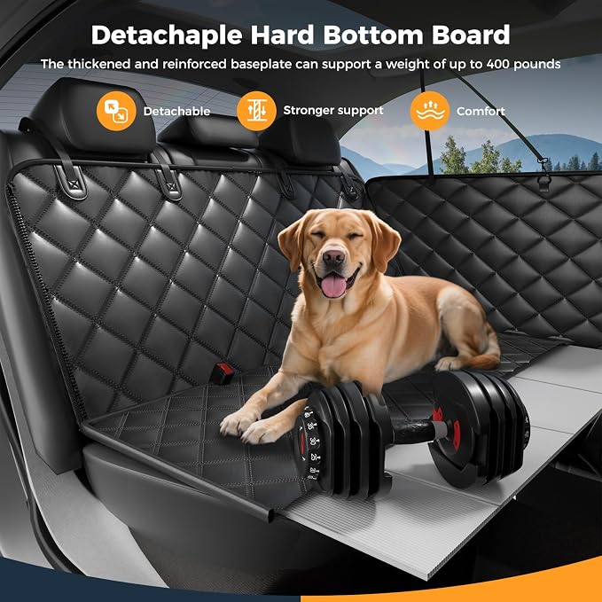 for Back Seat, Hard Bottom Back Seat Extender for Dogs - Supports 400lbs,Scratch Resistant, Anti Slip Portable Dog Hammock,Suitable for Cars