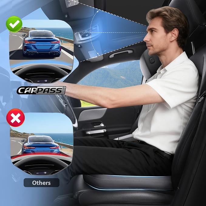 Premium Leather Car Seat Cushion, Comfort Memory Foam Driver Seat Cushion for Long Driving, Waterproof Non-Slip Seat Cushions for Cars, Truck, SUV, Office Chairs, Stadium, Gray ﻿