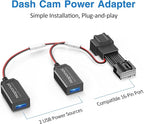 GPS Dash Cam Power Adapter, (16Pin Type A Connector) Mirror Camera Radar Charger Station GPS Dashcam Charger Cable for Select Ford Bronco, F150 and More with Auto-dimming Rearview Mirror