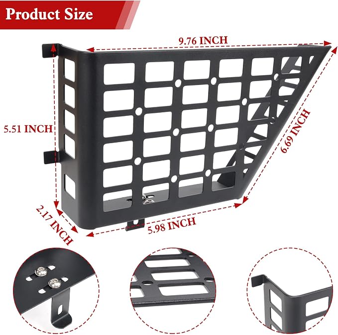 Z8 Metal Front Door Pockets for 2007-2018 Jeep Wrangler JK JKU 2/4 Storage Stainless Steel Door Side Insert Organizer