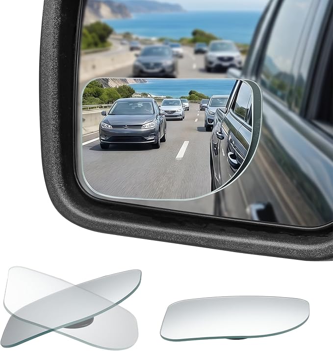 XLarge Blind Spot Mirror 2 Pack 3.7‘’×2.5‘’ HD Frameless Convex Glass for Wide Angle View and Safer Lane Changing Compatible with SUVs Trucks RVs Easy Stick On & Long Lasting Durability