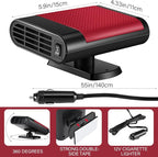 2 Pcs 12V 150W Portable Car Heater Defroster 2 in 1 Modes Automobile Windscreen Fan Heating and Cooling Windshield Fan Defroster Demister with Plug into Cigarette Lighter (Red)