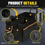 95L Car Trunk Organizer with 2 Tie-Down Straps&2 Removable Dividers|Foldable Cover,Multi-Compartment Collapsible Storage Box for SUV&Sedan&Truck|Non-Slip Bottom,3mm Durable PE Board Construction