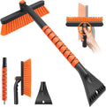 Snow Brush and Ice Scrapers for Car Windshield, Detachable Snow Remover for Cars EVA Foam Grip and Rotatable Brush Head Snow Scraper for Car Trucks SUV, Winter Cars Accessories (Orange)