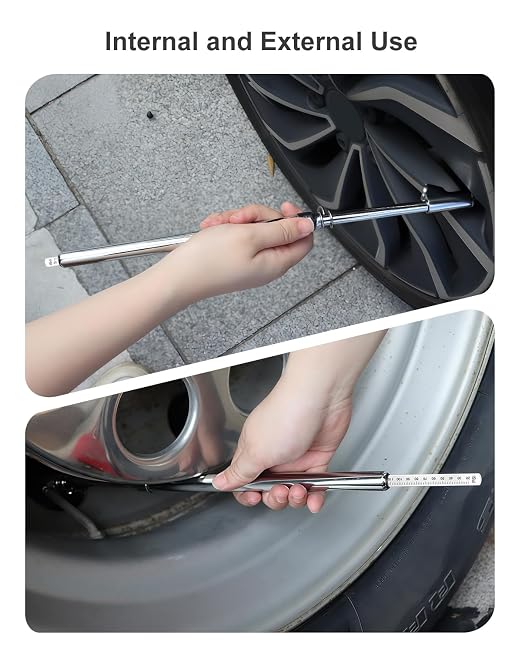 13.5" Dual Head Tire Pressure Gauge, 20-220PSI/2-15Bar High Accuracy Semi trcuk tire Gauge, Heavy Duty Pencil Pressure Gauges Checker for RV & Truck, Stainless Steel Solid Body, Portable