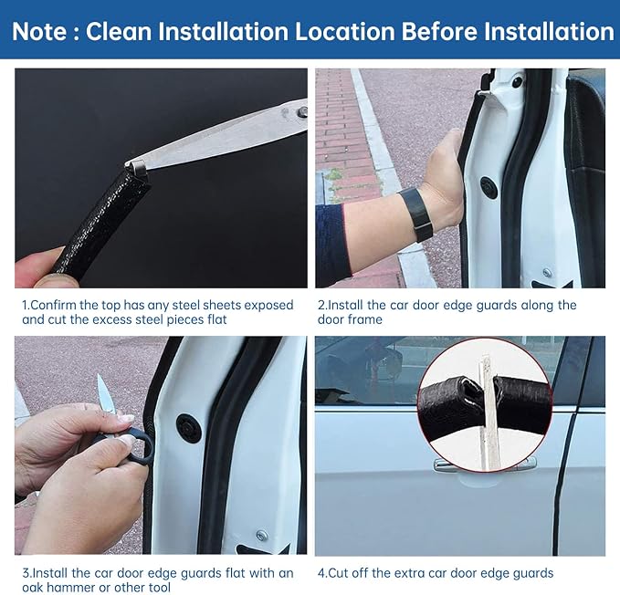 32Ft(10M) Universal Rubber U Shape Edge Trim Car Door Protector Edge Guards Rubber Seal Protector for Most Car Rucks SUV Installation, No Glue Required, Black