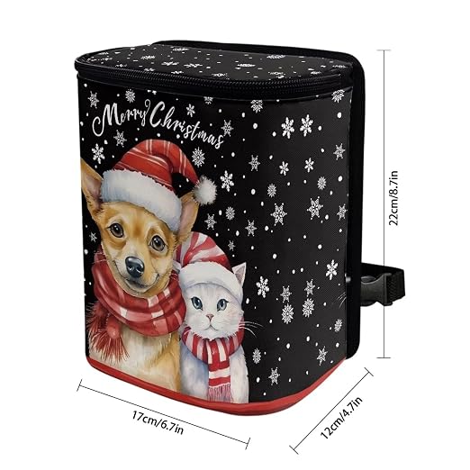Dragonfly Flower Moon Print Car Trash Can with Lid, Leak Proof Auto Trash Bag Hanging Vehicle Garbage Can Multipurpose Storage Container for Back Seat Road Trip