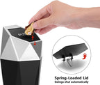 Car Trash Can Cup Holder, 2 Pack Mini Car Trash Can with Lid, Car Accessories for Interior, Leakproof Small Trash Cup for Car, Home with Additional 2 ABS Hooks and 90pcs Trash Bags Silver