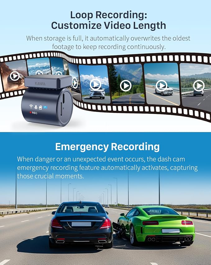 2K Dash Cam for Cars with Voice Control - Stealth Display Tiny Dashcam Front Included 32GB Micro SD Card, Super Night Vision, 1296P QHD, G-Sensor, Built in WiFi & App Car Camera