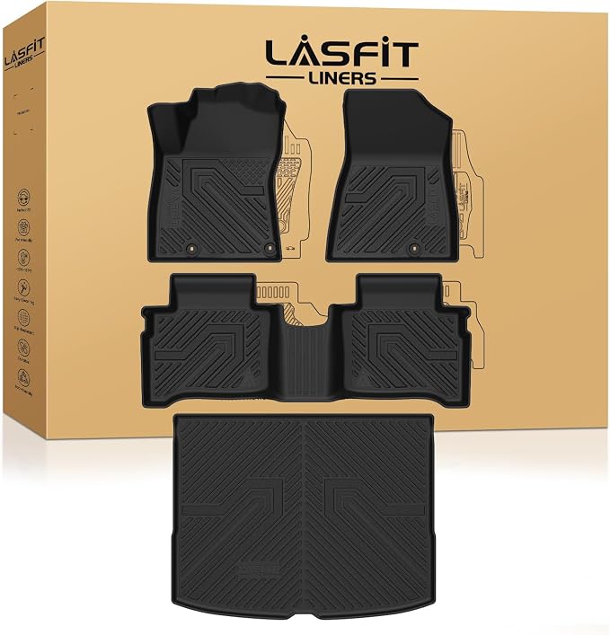 Floor Mats & Cargo Mat for Kia NIRO Hybrid 2026 2025 2024 2023 (Not Fit EV & PHEV), All Weather TPE Custom Fit Floor Liners with Full Set Car Mats & Trunk Mats Accessories, Black