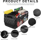 Car Trunk Organizer, Collapsible Auto Storage Box with Multi Pockets, Waterproof Oxford Cargo Organizer with Reinforced Handles, Universal Car Accessories for Men Women (Black)
