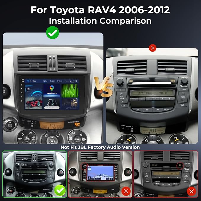 Car Radio Stereo for Toyota RAV4 2006-2012, CarPlay & Android Auto, 4+64GB | Android16, 8" RAV4 Replacement Stereo, WiFi 6, BT 5.4, Supports GPS, SWC, OBD and TPMS, Custom Backgrounds