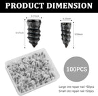 100PCS Tire Plug Kit with Screwdriver,Rubber Flat Tire Repair Kit for Fast Repair of Tire Punctures,Durable Car Tire Repair Kit Self-Service Repair Nails for Car Motorcycle Truck