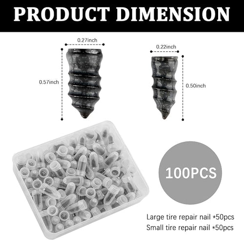 100PCS Tire Plug Kit with Screwdriver,Rubber Flat Tire Repair Kit for Fast Repair of Tire Punctures,Durable Car Tire Repair Kit Self-Service Repair Nails for Car Motorcycle Truck