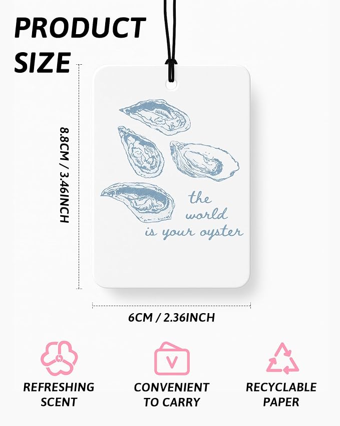 Blue Coastal Car Air Freshener 4 Pcs Coconut Scented, Preppy Oyster Bikini Starfish Car Accessories Mirror Decor for Women, Girly Beachy Hanging Air Freshener for Cars Closet Drawer Books
