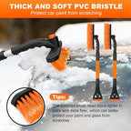 2 Pcs Ice Scrapers for Car Windshield, 2-in-1 Snow Scraper and Snow Brush for Car SUV Truck, Car Ice Windshield Scraper for Ice and Snow with 360° Pivoting Brush and Ergonomic Foam Grip Orange