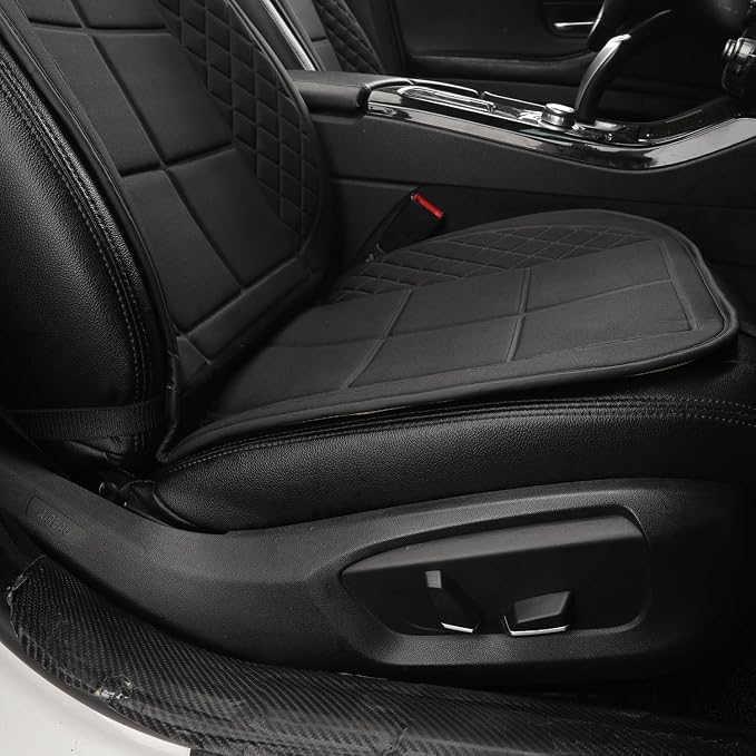 Car Seat Cushions, Car Seat Cover Foldable Portable Seat Cover for Back and Seat Cushions with Bottom Anti Slip Silicon(1 Pack/Black)
