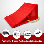 2 Pair Wheel Chocks for Travel Trailers, Non Slip Heavy Duty Red Wheel Chock with Rope, Lightweight Wheel Stoppers for Cars Campers Trucks RVs, Easy to Carry & Suitable for Most Tyre Sizes