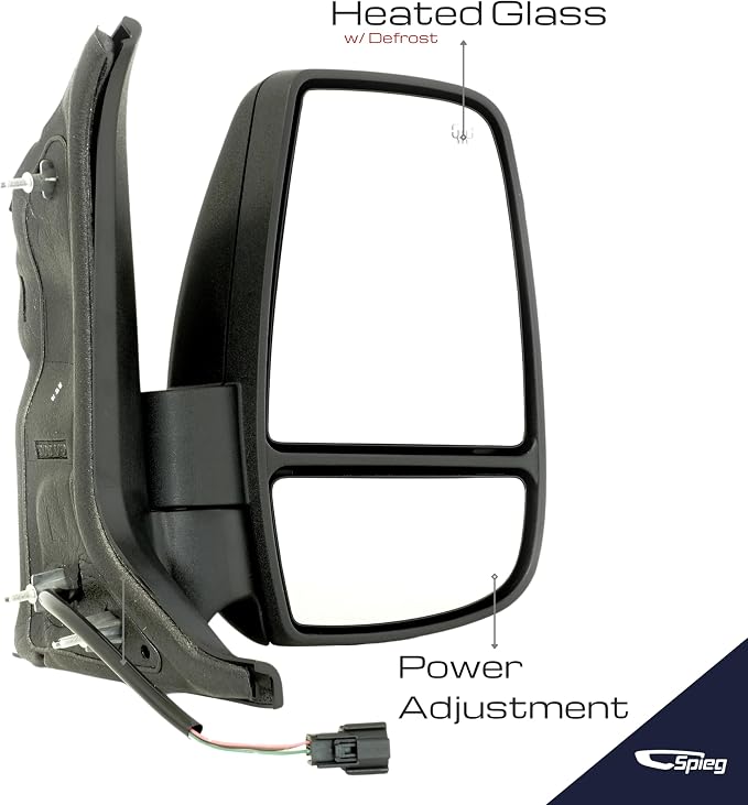 Passenger Side Mirror for 2018-2019 Ford Transit 150 250 350 Cargo Power Adj Heated Power Fold Turn Signal Light Short Arm Textured Black 8 Pins Right FO1321602