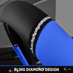 Leather Steering Wheel Cover - Made with PVC Leather - Anti-Slip, Universal Fit 14 1/2 inches to 15 inches - Blue