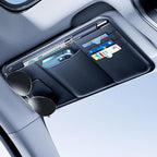 Car Visor Organizer, Premium Leather Sunglasses & Card Holder for Cars, Registration/Insurance Slot, Credit Card Pockets, Organizer for Car Sun Visor (Black Leather)