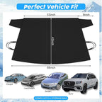 Windshield Cover for Ice and Snow Heavy Duty 600d Oxford Fabric Windshield Protector for Cars Suvs Trucks Secure Fit Waterproof Frost Cover for Winter Car Accessories, Black, 69"x42"