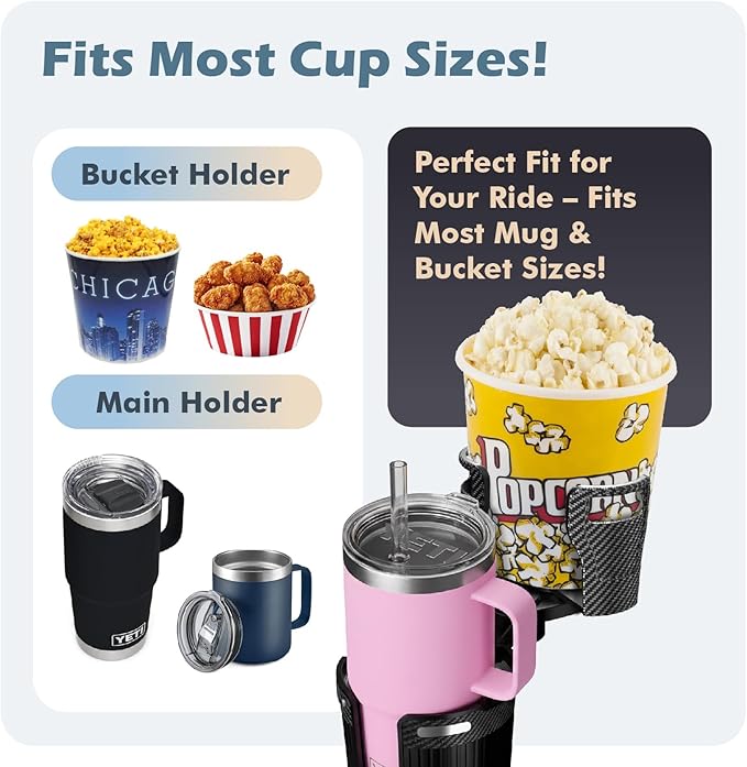 Upgraded Car Cup Holder Expander,2 in 1 Extra Cup Holder for Car, Double Automotive Cup Holder Extender Adapter, Fits Hydro Flask, Yeti, Nalgene, 32/40 oz Large Bottles Drinks Mugs